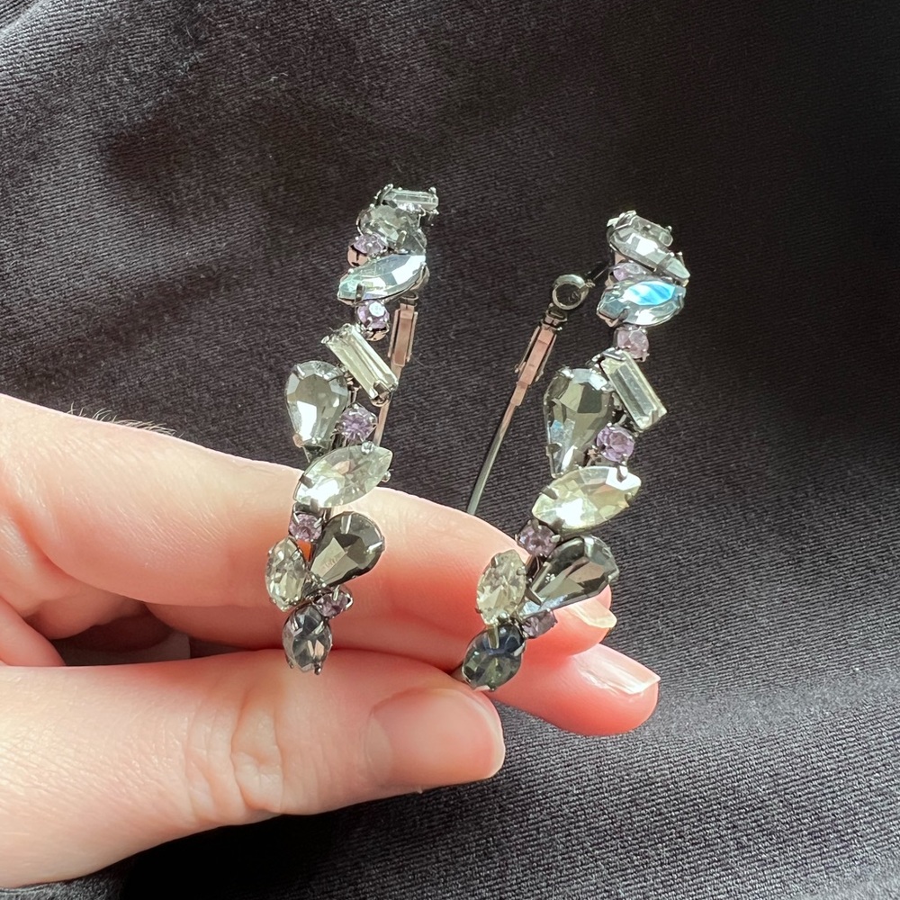Gunmetal Cluster Gemstone Hoops